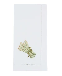 Saro Lifestyle Asparagus Embroidered Cotton Decorative Napkins, Set of 6
