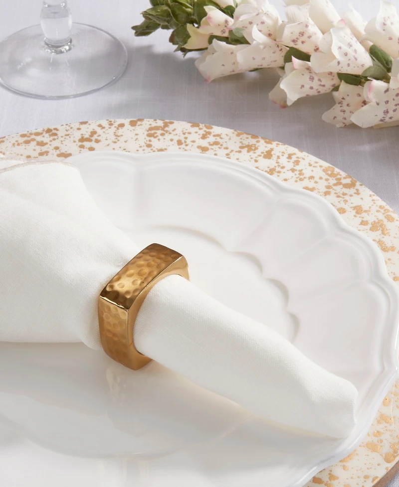 Saro Lifestyle Geometric Aluminum Napkin Rings, Set of 4