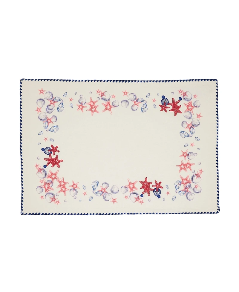 Saro Lifestyle Coastal Starfish and Shell Cotton Placemats, Set of 4