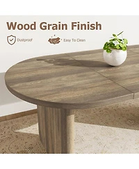 gaomon Oval Dining Table for 6-8 People, Farmhouse Dining Room Table with Thick Sturdy Wooden Base for Kitchen, Living Room