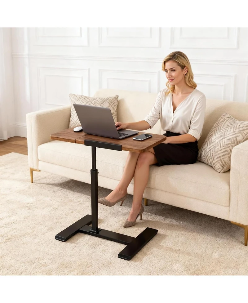 gaomon Overbed Bedside Table with Wheels, Tiltable Hospital Bed Table Over The Bed, Laptop Desk, Mobile Standing Desk for Home