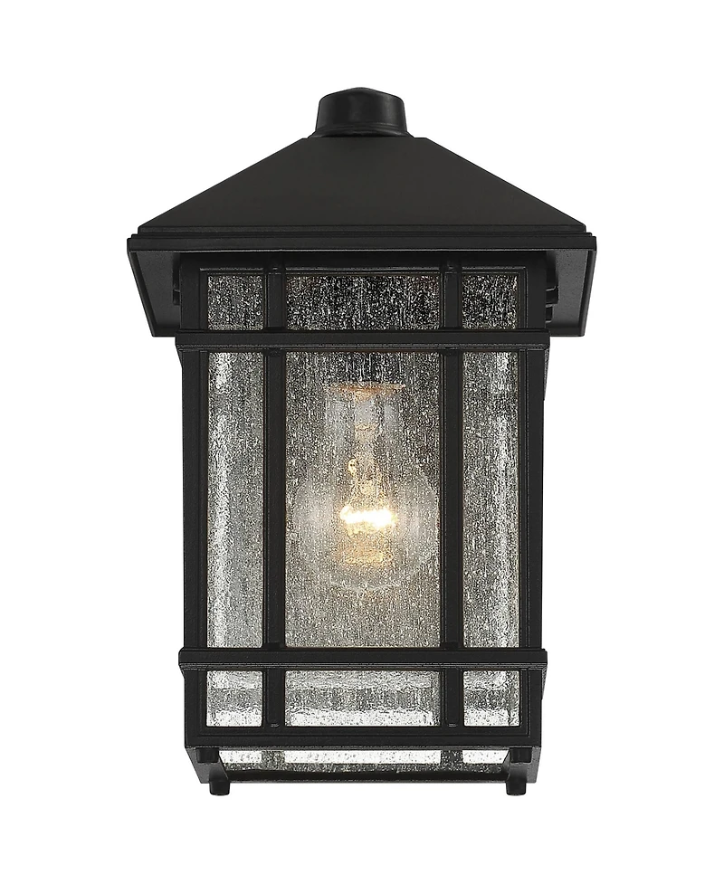 Kathy Ireland Mission Outdoor Wall Light Fixture Dusk to Dawn Frosted Seedy Glass Panels for Exterior House Porch