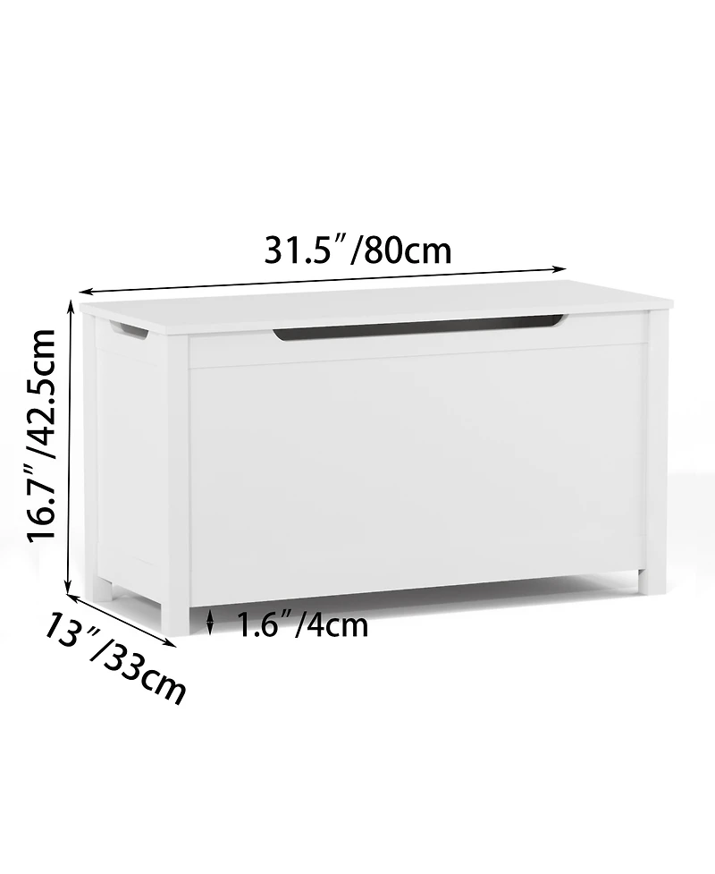 Rainsken Kids Toy Chest, Wooden Toy Box Storage Organizer, Bench with Safety Hinged Lid for Playroom