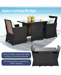 Gouun 3-Piece Rattan Bistro Set with Armchairs and Tucking Design