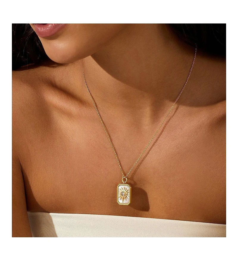 Satya Jewelry Returning Light Mother of Pearl Sun Necklace