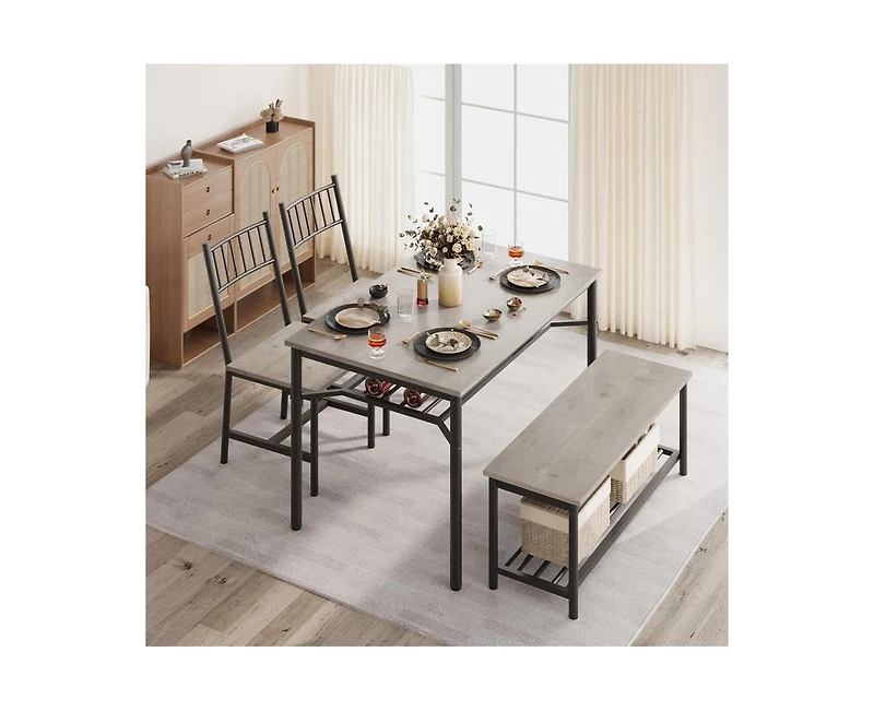 gaomon 4-Piece Classic Space-Saving Dining Set with Bench