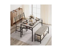 gaomon 4-Piece Classic Space-Saving Dining Set with Bench