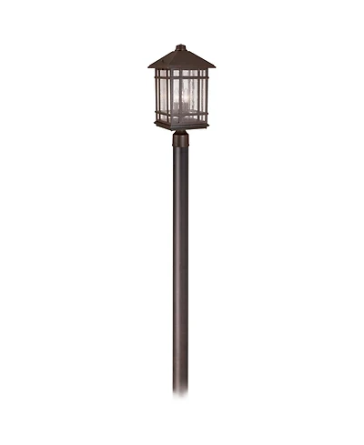 Kathy Ireland Sierra Craftsman Mission Outdoor Post Light Rubbed Seeded Glass for Exterior Barn Deck House Porch Yard Patio Home Outside
