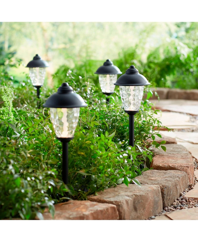 John Timberland Concord High Country Outdoor Landscape Path Lights Porch House Set of 2 Led Bulb Metal Clear Glass Shade