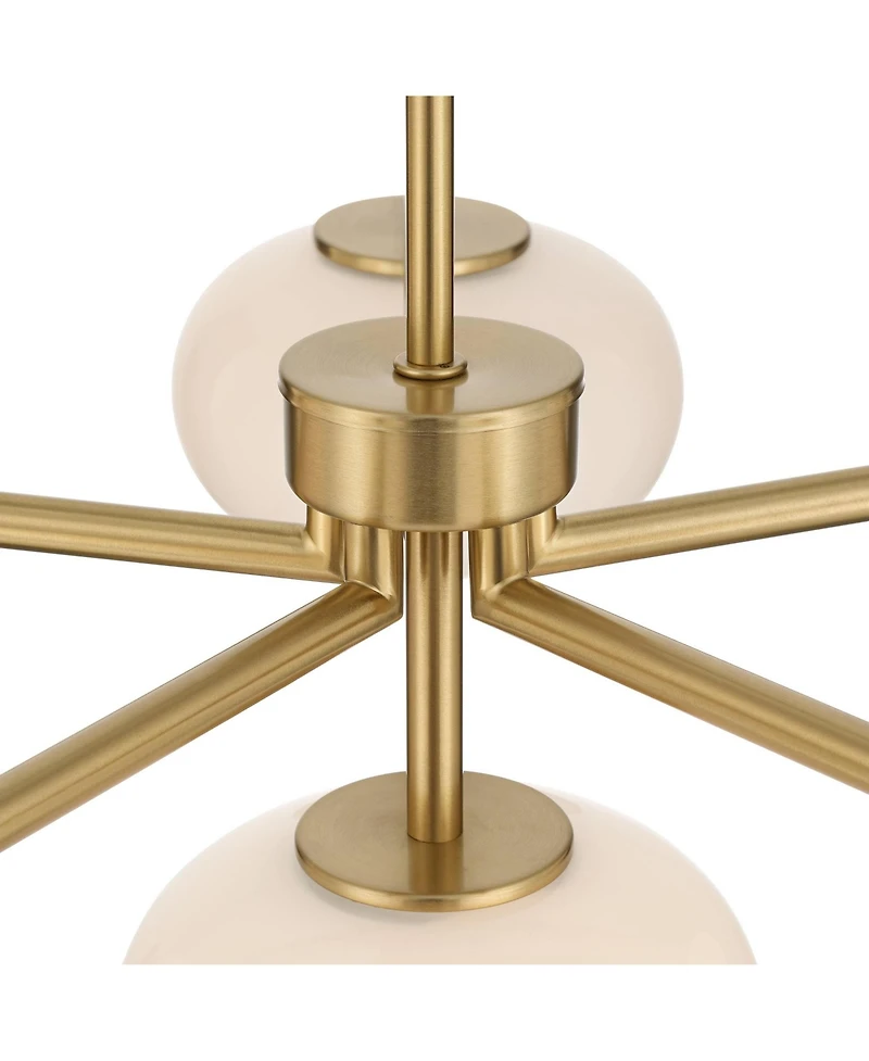 Possini Euro Design Damian Wide Antique Brass and Opal 6-Light Chandelier