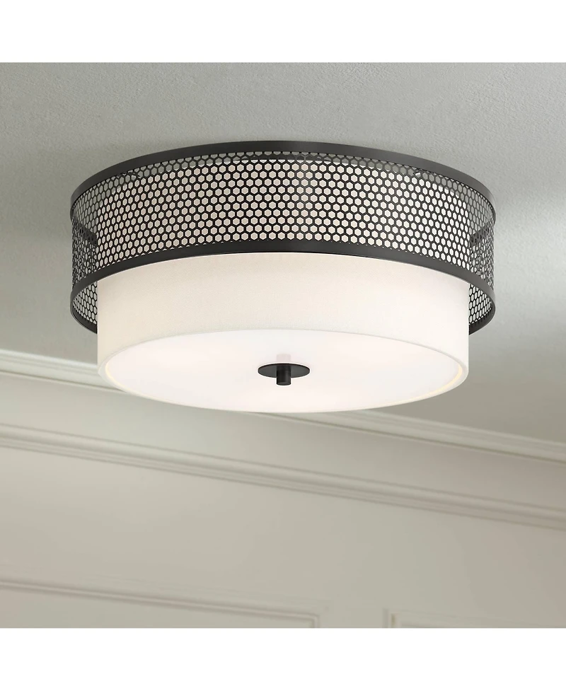 Possini Euro Design Possini Euro Marino Wide and Linen 3-Light Ceiling Light