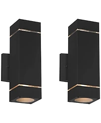 Possini Euro Design Skyridge High Modern Outdoor Wall Light Fixture Mount Porch House Set of 2 Up Down Aluminum