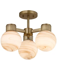 Possini Euro Design Jupiter 13 Brass and Glass 3-Light Ceiling Light