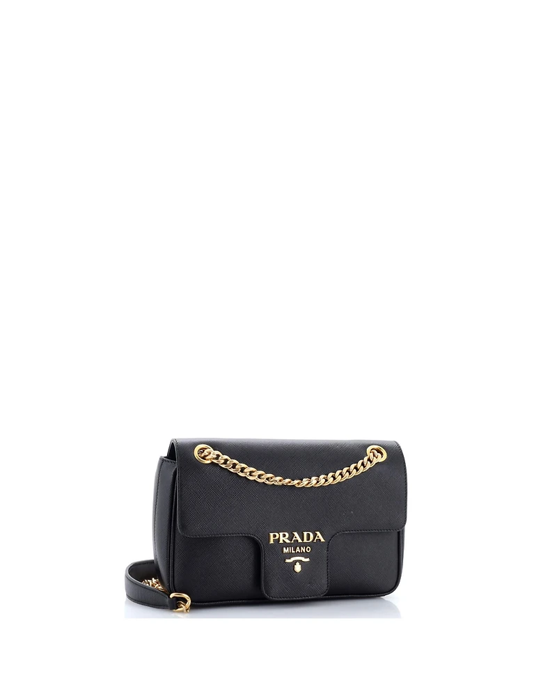 Pre-Owned Prada Small Pattina Flap Shoulder Bag Saffiano Leather