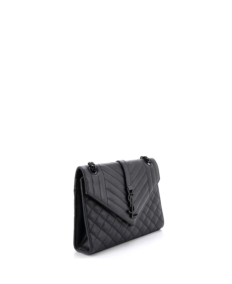 Pre-Owned Saint Laurent Medium Classic Monogram Envelope Satchel Mixed Matelasse Leather