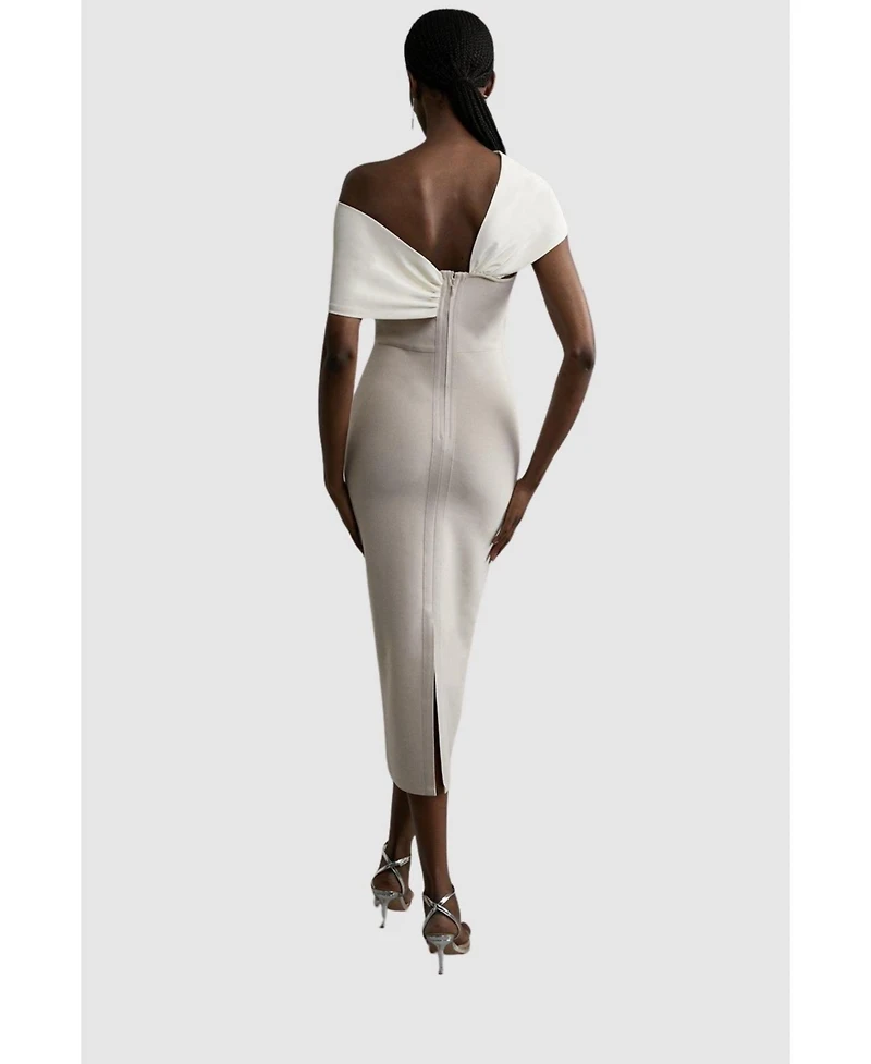 Karen Millen Women's Asymmetric Strap Knit Midi Dress