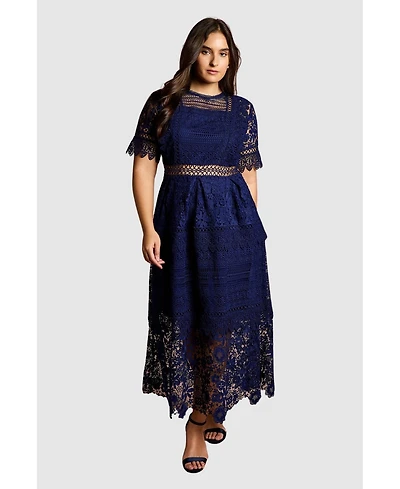Coast Women's Short Sleeve Lace Midi Dress