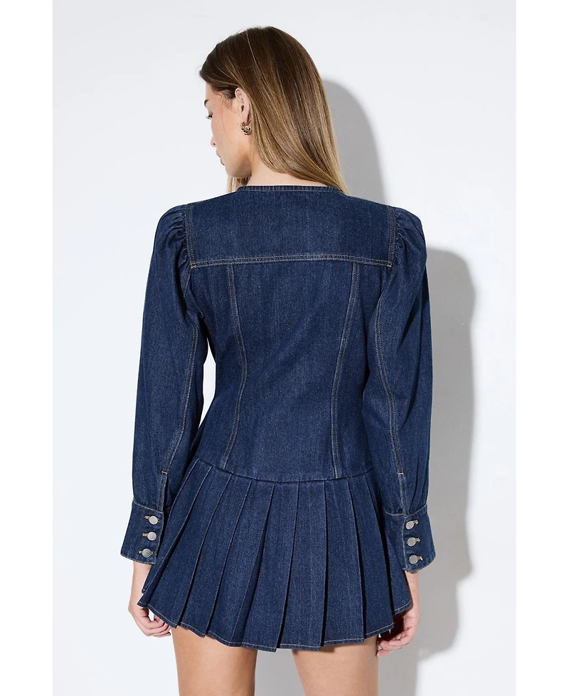 MissPap Women's Premium Denim Balloon Sleeve Dress