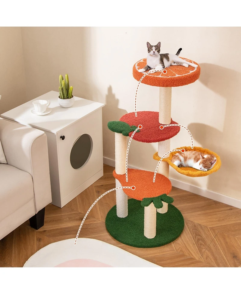 Cozito Cat Tree Multi-Level with Fruit-Shaped Activity Platforms