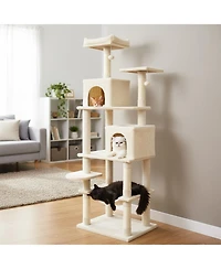Cozito Cat Tree 58 in Modern with Upholstered Perch and 2 Condos