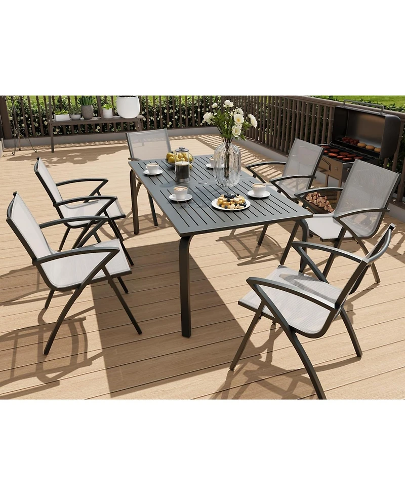 gaomon Modern Aluminum Outdoor Dining Chair- Quick-Dry Textilene- Ergonomic for Patio Poolside Restaurant