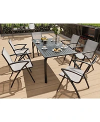 gaomon Modern Aluminum Outdoor Dining Chair- Quick-Dry Textilene- Ergonomic for Patio Poolside Restaurant