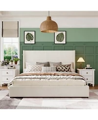 Homfan Upholstered Platform Bed Frame With Storage Drawers Wingback With Tufted Headboard Footboard