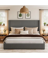 Homfan Upholstered Platform Bed Frame with Storage Drawers