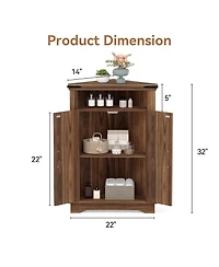 homfan Farmhouse Corner Bathroom Cabinet with Sliding Barn Door - Adjustable Shelf and Compact Organizer - Space-Saving Floor Standing Cabinet