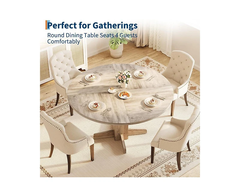 gaomon 4-Person Small Round Farmhouse Dining Table with Pedestal