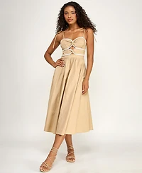 Seni & Cade Juniors' Tie Shoulder Twisted Front Midi Dress