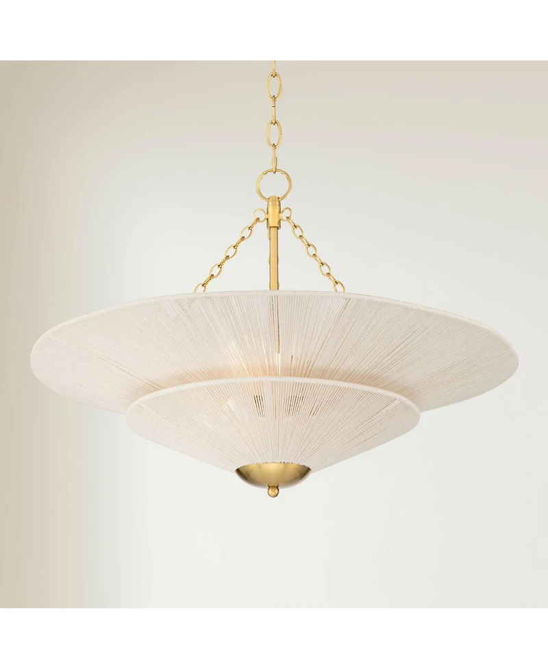 Possini Euro Design Griner Burnished Brass 3-Light Rope Chandelier