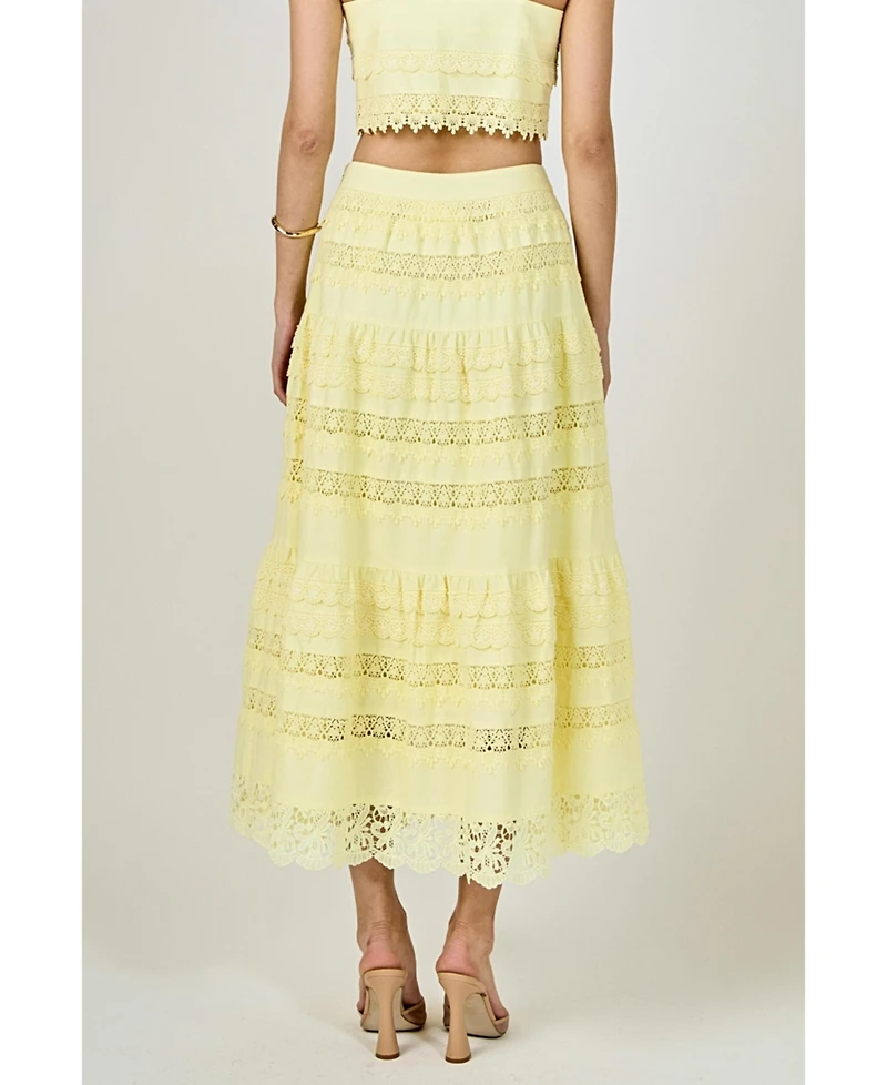 endless rose Women's Laced Midi Skirt