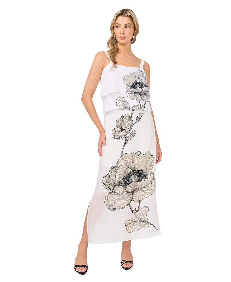 Vince Camuto Women's Printed Layered Maxi Skirt