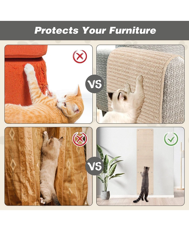 Aronkl Extra Large Thickened Cat Wall Climbing Carpet Scratch Pad with Fixed Nails Furniture Protector