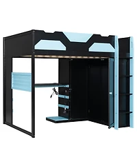 Streamdale Furniture Wood Loft Bed w/Desk, Storage, Usb, Rgb Light