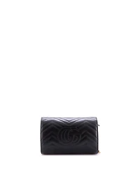 Pre-Owned Gucci Mini Gg Marmont Chain Wallet Matelasse Leather