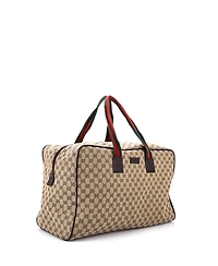 Pre-Owned Gucci Large Web Carry On Duffle Bag Gg Canvas