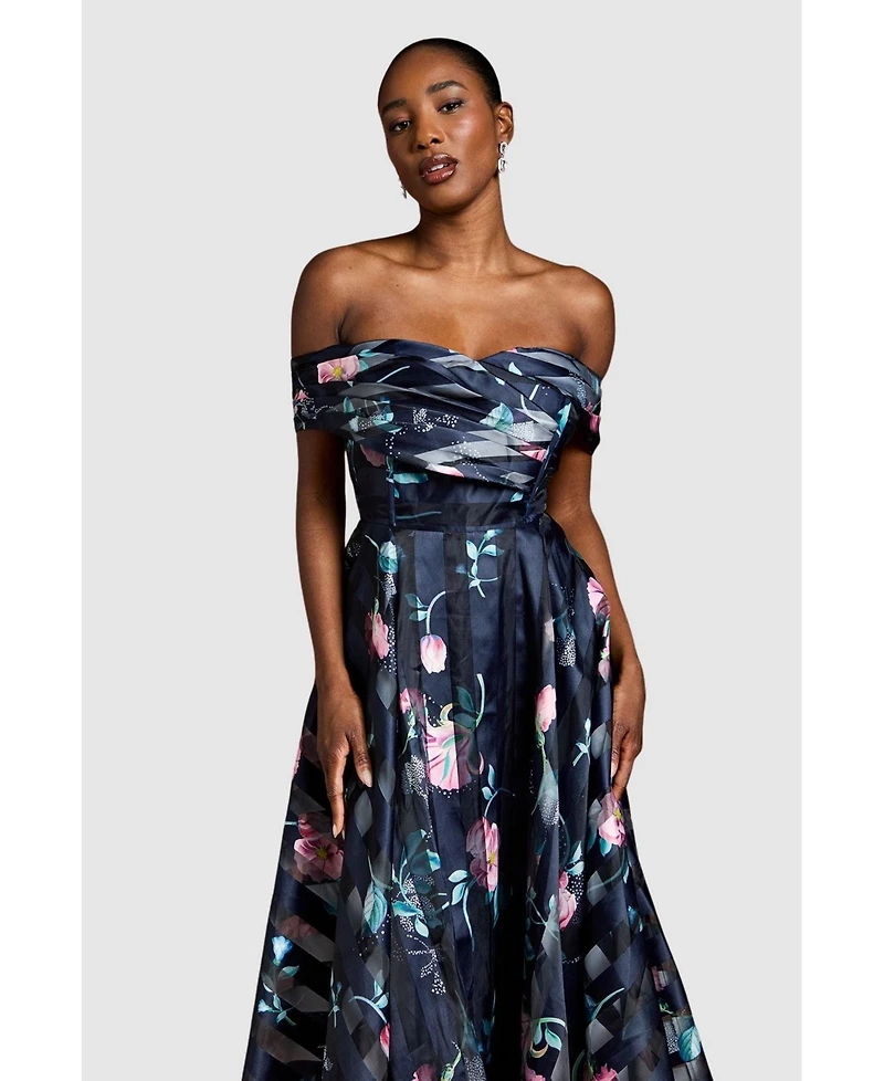 Coast Women's Stripe Organza Pleat Top Midi Dress