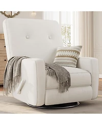 gaomon Nursery Recliner Chair,360 Swivel Rocking Glider Chair for Adults with Adjustable Backrest and Footrest,Cozy Linen Upholstered Armchair