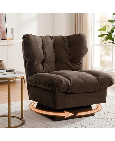 gaomon Chenille Swivel Accent Chair,360 Comfy Modern Sofa Chair with Oversize Base, Cozy Cotton Filling,300Lb Max Load Accent Chair