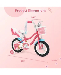 Slickblue Girls Kids Bike with Doll Seat and Safety Training Wheels