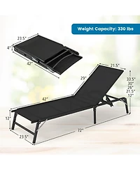 Slickblue Chaise Lounge Chair Set of 2 Foldable Patio Lounge Chairs