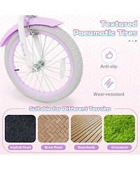 Slickblue Kids Bicycle with Basket and Streamers, Adjustable Princess Theme Bike