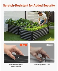Gouun Deep Root Metal Raised Garden Bed, Galvanized Planter Box with Reinforcement Bars