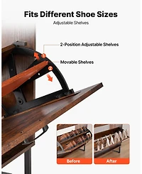 Sugift Shoe Cabinet with 2 Flip Drawers, Farmhouse Storage Organizer for Entryway