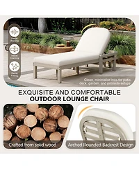 Rainsken Patio Acacia Wood Reclining Chaise Lounge