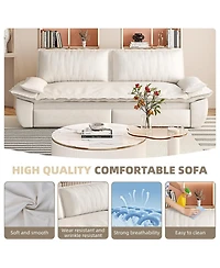 Rainsken 3-in-1 Convertible Sleeper Sofa, 73.2" Queen Pull Out Sofa Bed, Velvet Upholstered Loveseat Bed with Soft Armrests for Living Room