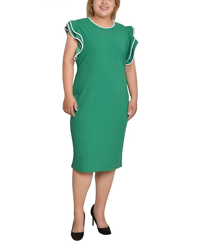 Ny Collection Plus Ruffle-Sleeve Dress