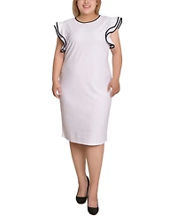 Ny Collection Plus Size Ruffle-Sleeve Dress